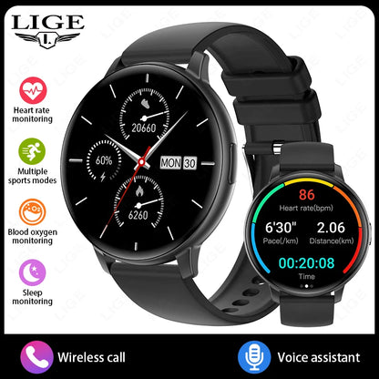 LIGE Nowy 1,38-calowy Smartwatch Zdrowotny Damski Połączenia Bluetooth Smartwatch Męski Monitorowanie Tętna Bransoletka Sportowa Odtwarzacz Muzyki 2026