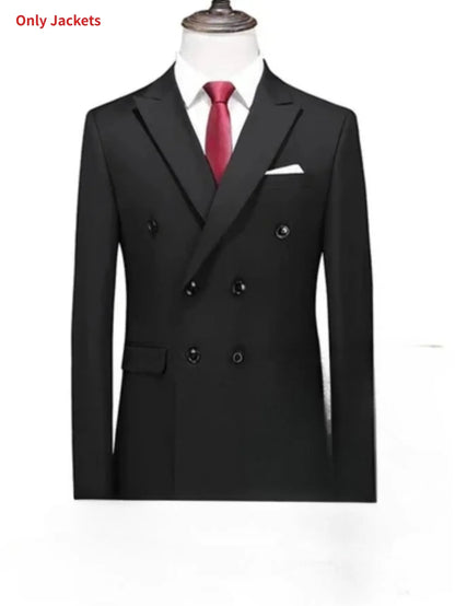 Men'S Slim Fit 2pcs Suit Double Breasted Business Wedding Prom Tuxedo Suits Blazer & Pants Set