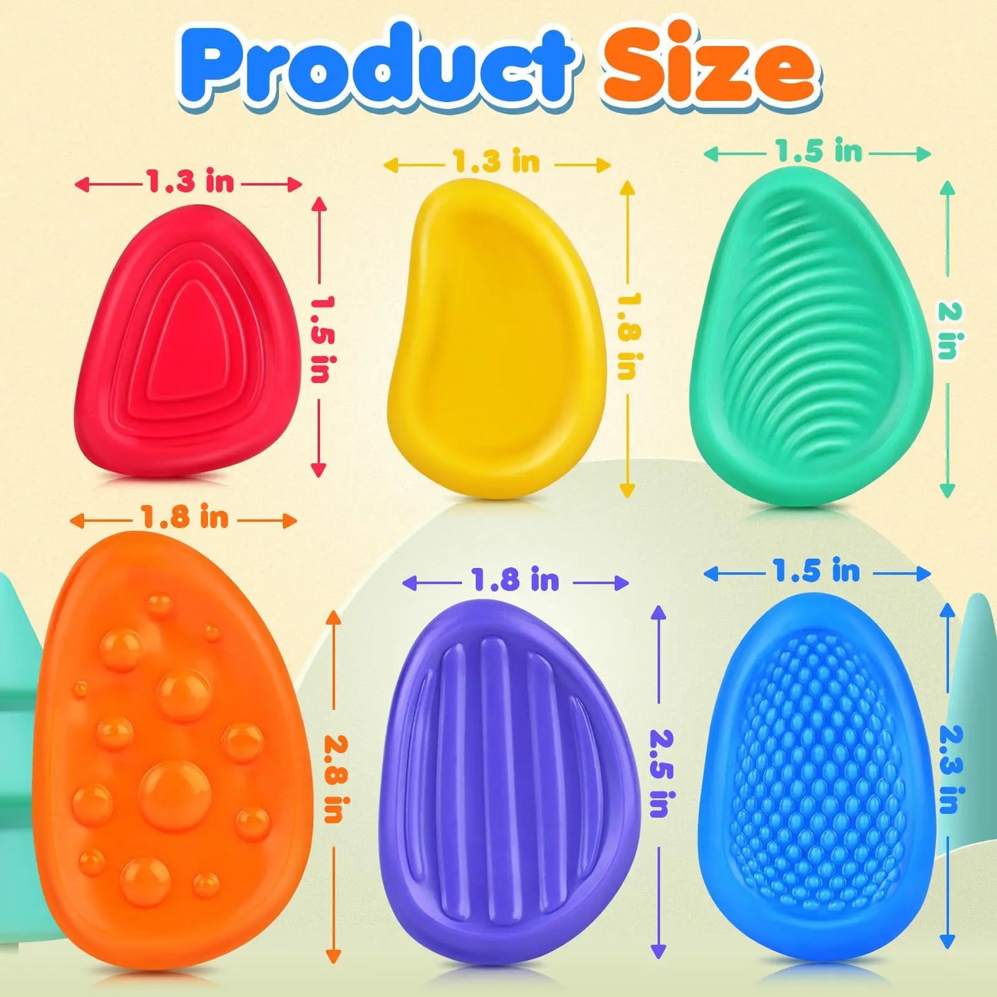Sensory Fidget Toys Stone for Kids 6 Pack Textured Soft Worry Stone for Autism ADHD Teens Anxiety Stress Relief Toys Set