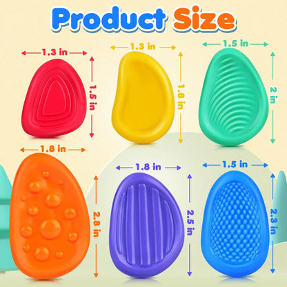 Sensory Fidget Toys Stone for Kids 6 Pack Textured Soft Worry Stone for Autism ADHD Teens Anxiety Stress Relief Toys Set
