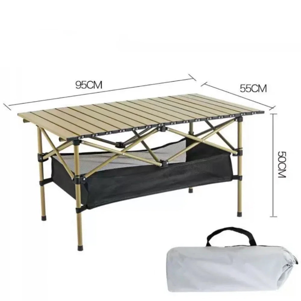 2025 Portable Folding Table Camping Table Outdoor Folding Storage Long Table Easy To Install With Net Bag Black Camping Desk