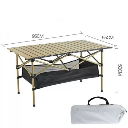 2025 Portable Folding Table Camping Table Outdoor Folding Storage Long Table Easy To Install With Net Bag Black Camping Desk