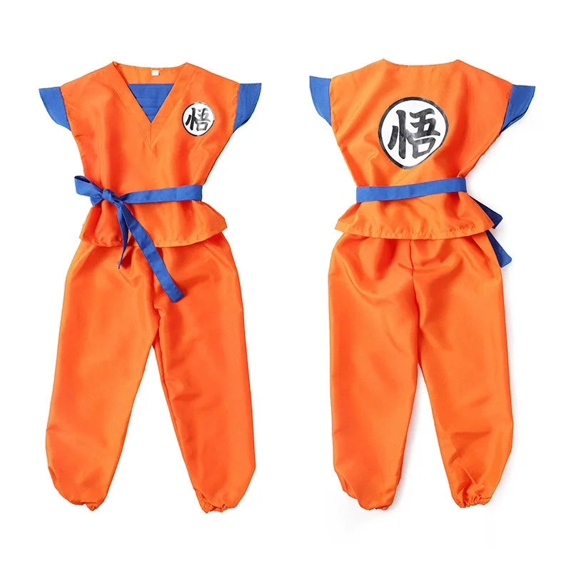 Anime Adult Son Goku Cosplay Costume For Men Kids Boys Orange Suit Halloween Super Saiyan Superheroes Krillin Jumpsuit Role Play