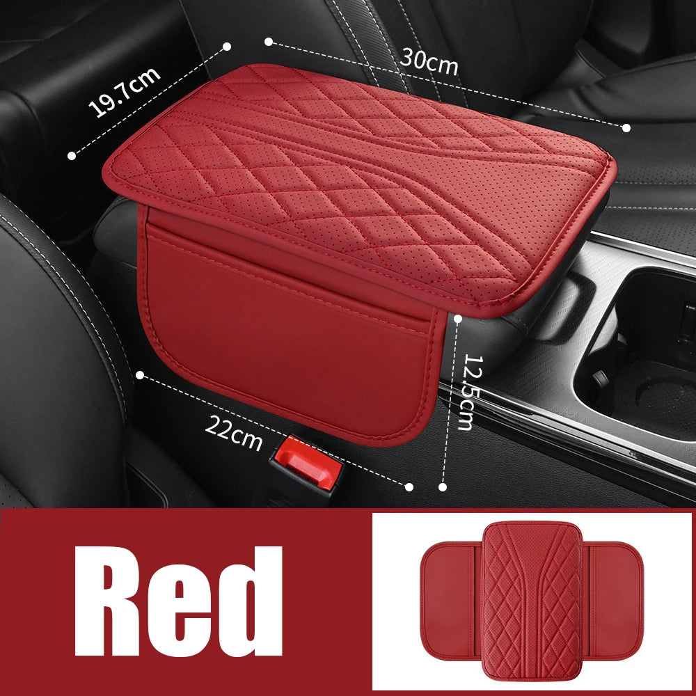 Multi-Functional Leather Car Armrest Storage Bag Auto Center Console Riser Protective Pad Car Organizer Accessory