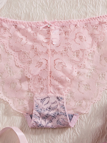 6-Piece Set Women's Underwear Set Sexy Patterned Lace Patchwork No Lining Comfortable Fitting Women's Push-Up Bra Sexy Lingerie