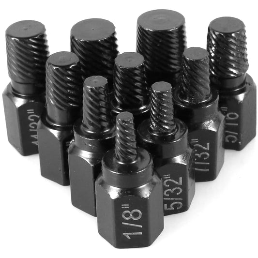 10Pcs Screw Extractor Kit Alloy Steel Damaged Screw Remover  Metal Drill Bits Broken Bolt Stud Remover Hand Tools Set