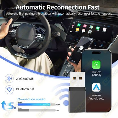 2IN1 Mini NEW Wireless CarPlay Android Auto Adapter Wired to Wireless Car Ai Box For Audi Toyota VW Peugeot MG Ford USB Dongle