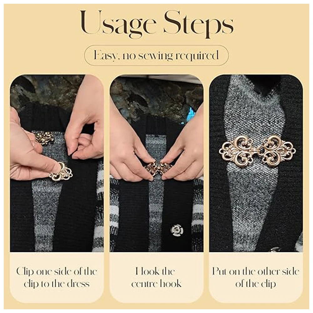 4pcs Vintage Sweater Swirl Clip Cape Cloak Clips for Dress Retro Cardigan Clip Shawl Clasp Shirt Button Clip for Girl Women