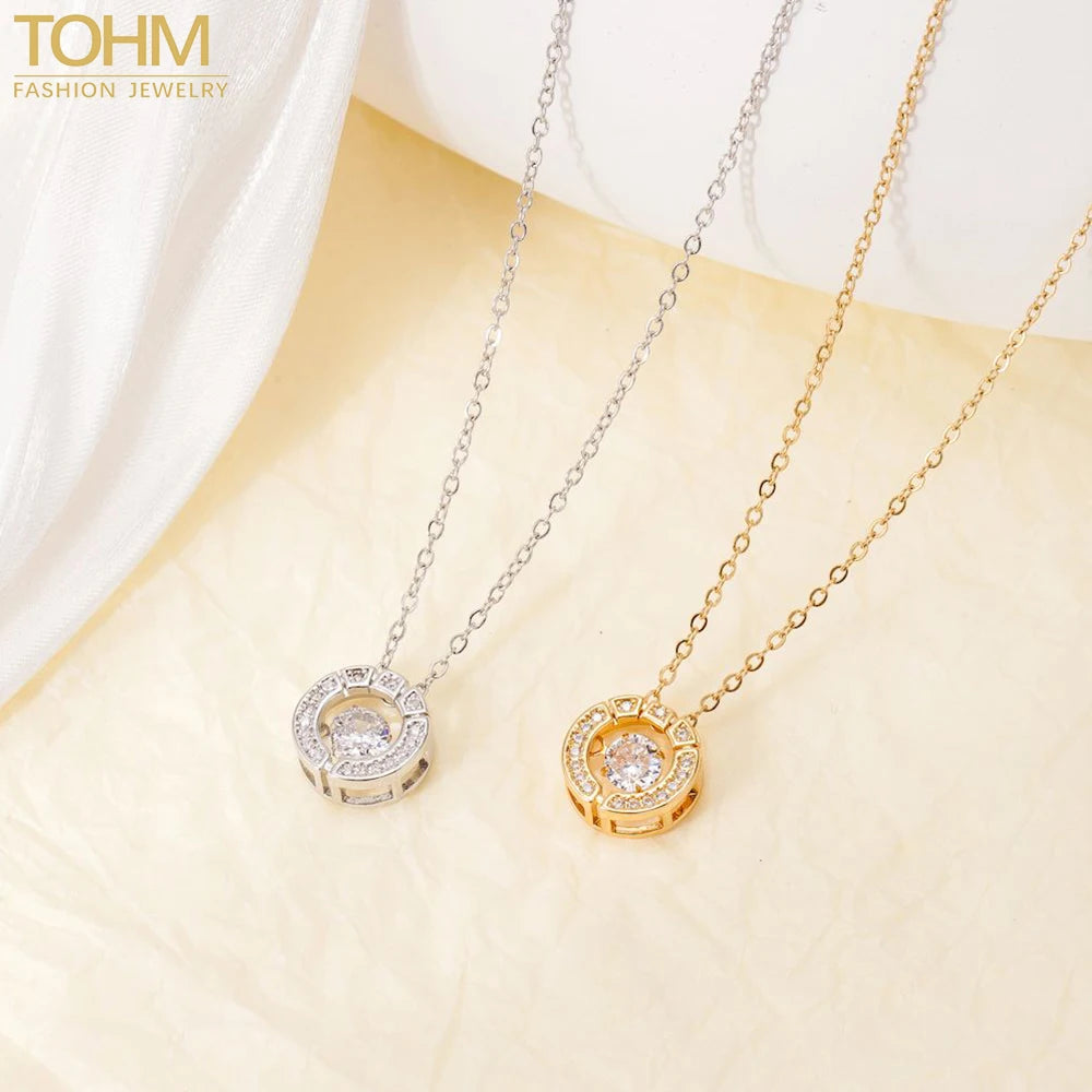 TOHM Classic Fashion Stainless Steel Choker Necklace Zircon Chain For Couple Jewelry Gifts Dropshipping Wholesale