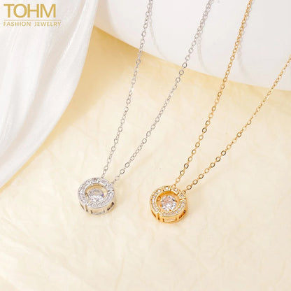 TOHM Classic Fashion Stainless Steel Choker Necklace Zircon Chain For Couple Jewelry Gifts Dropshipping Wholesale