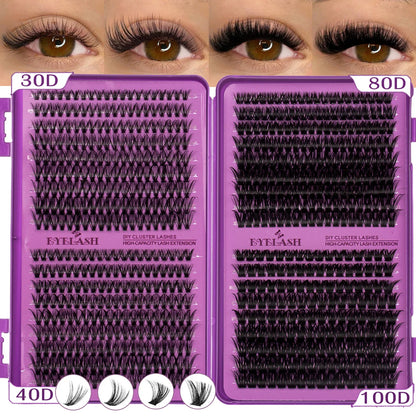 D Curl Individual Eyelash Clusters High Capacity Dense Eyelash Extension 8-16mm Suit for Different Makeup Beauty Long Lasting