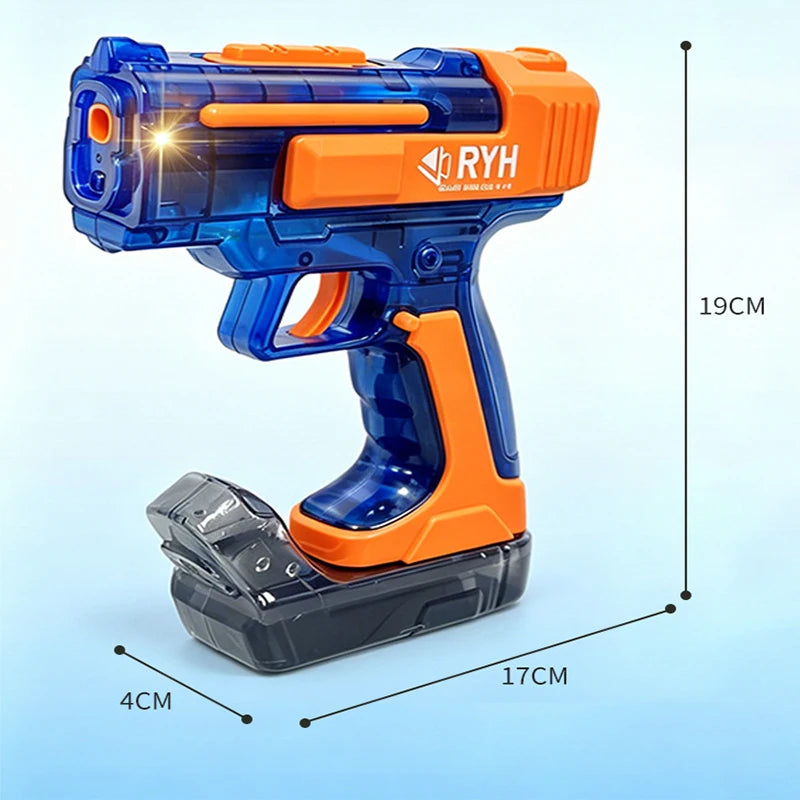 Electric Water Gun with Lights Continuous Firing Squirt Gun Long Range Shooting Watergun Mist Spray Water Pistol Outdoor Toy
