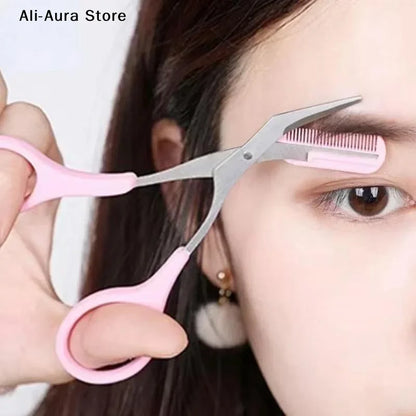 1Pcs Eyebrow Trimmer Makeup Tools Stainless Steel Eyebrow Scissors With Comb Hair Removal Eyebrows Shaping Makeup Tools