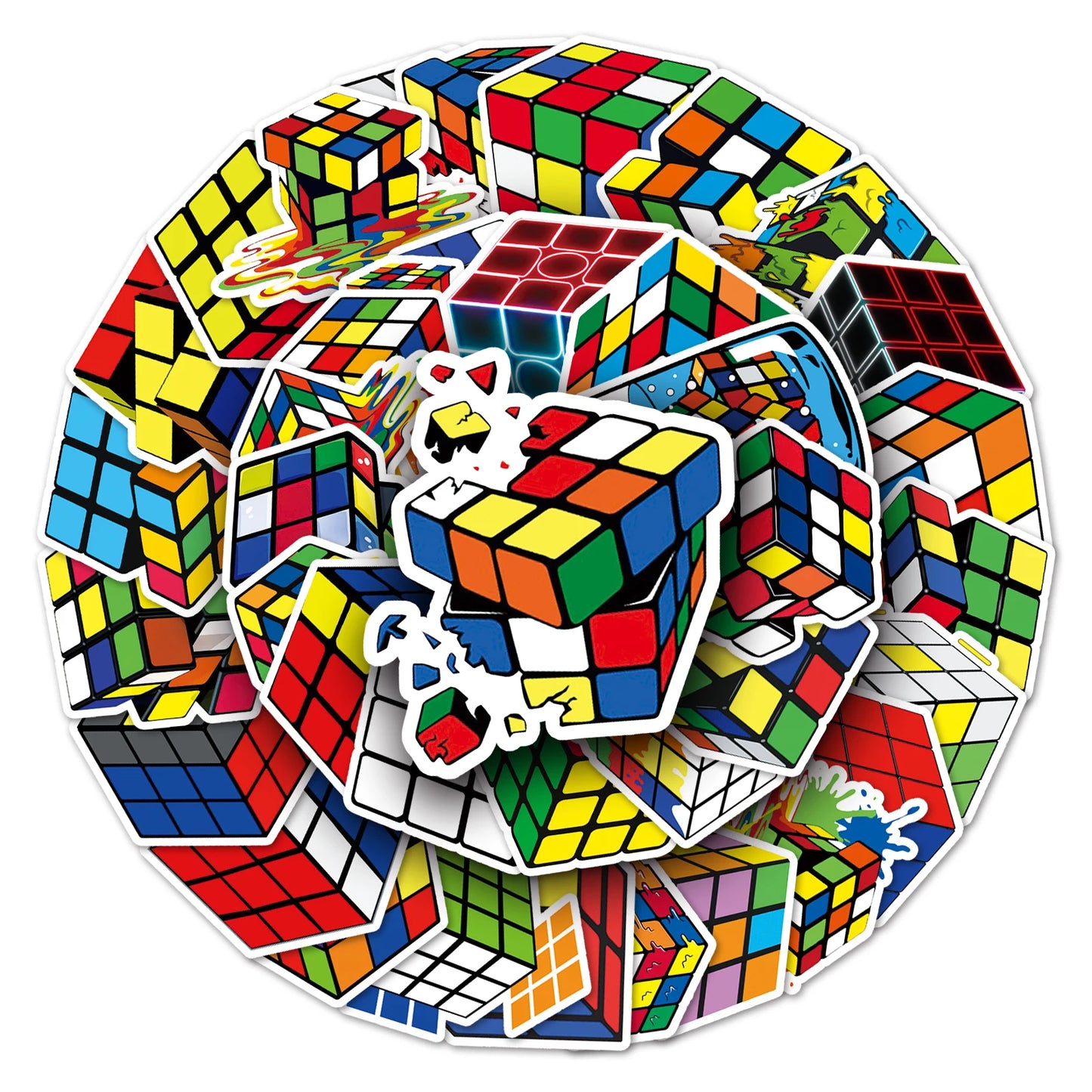 50Pcs Magic Cube Series Cartoon Cute Waterproof Sticker Skateboarding Snowboard Retro Vinyl Sticker