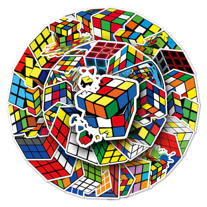 50Pcs Magic Cube Series Cartoon Cute Waterproof Sticker Skateboarding Snowboard Retro Vinyl Sticker