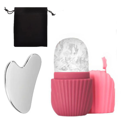 1Pc Stainless Steel Gua Sha & Ice Face Roller Kit – Cooling Facial Tool For Lifting Puffiness Reduction & Skin Care 3PCS Beauty