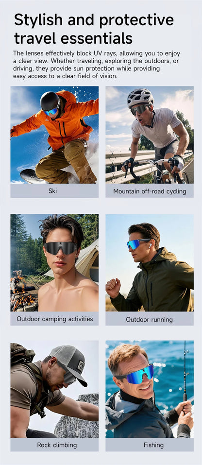 Inteligentne okulary rowerowe AI 4K HD z kamerą 800W, połączenia Bluetooth, tłumaczenie, stabilizacja obrazu, przeciwsłoneczne, dla mężczyzn i kobiet, anty-UV, wodoodporne, muzyka