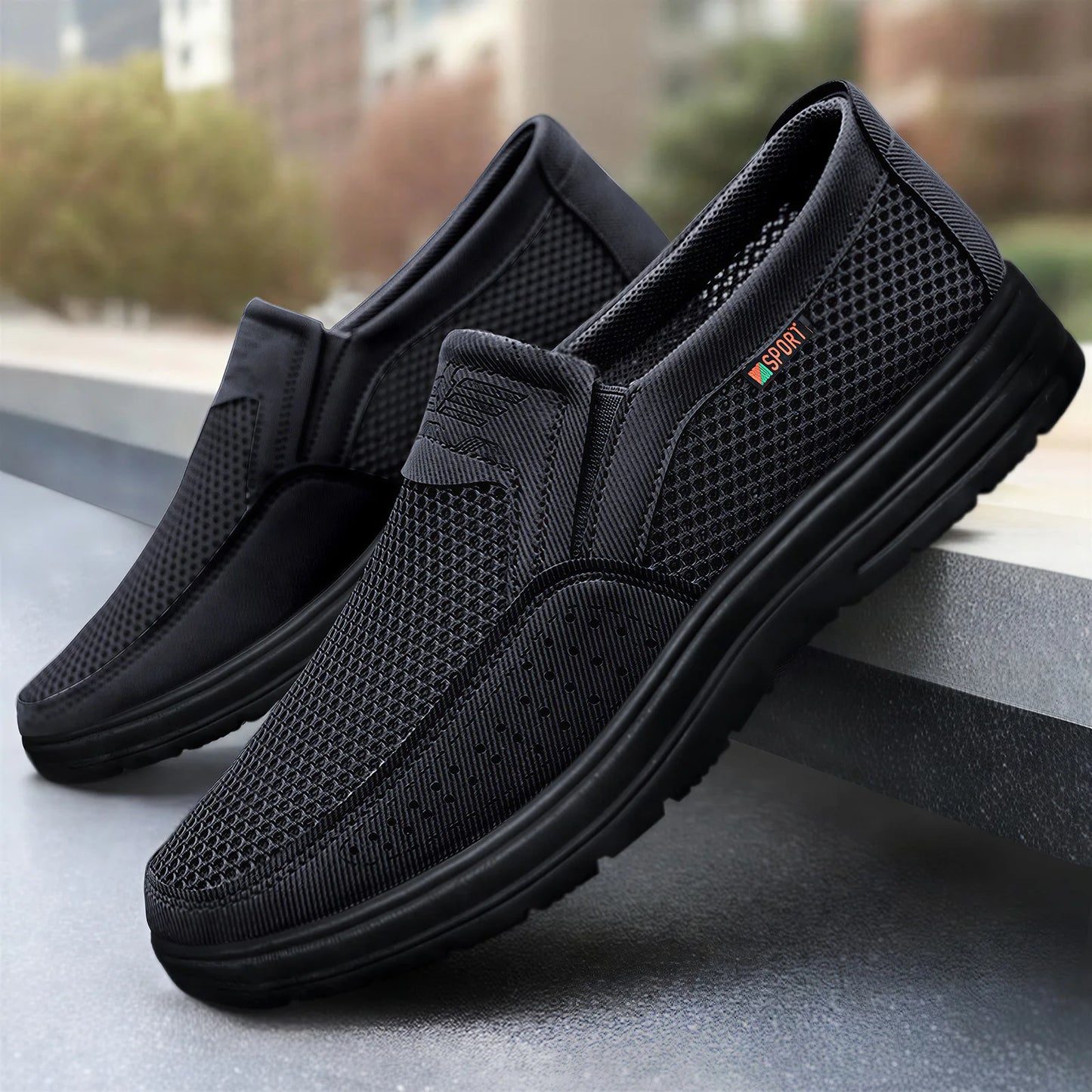 Men Slip On Casual Shoes Mesh Breathable Lightweight Low Cut Cloth Loafers Comfortable Soft Sole Walking Grandpa Shoes Summer