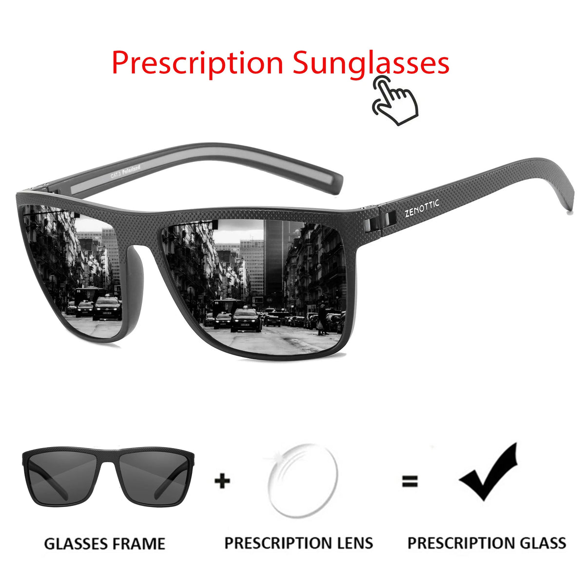ZENOTTIC Retro Polarized Sunglasses for Men Lightweight TR90 Frame UV400 Protection Square Sun Glasses Night Vision Goggles