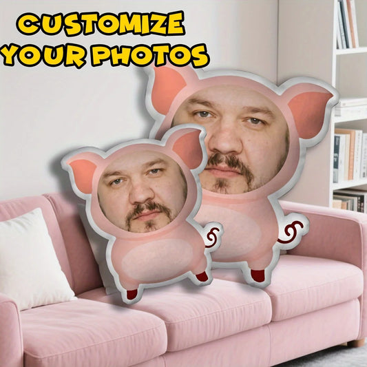 Customised Pink Pig Double-Sided Printed Face Cushion, Pillow, Seat Cushion Birthday, Quirky and Fun Gift