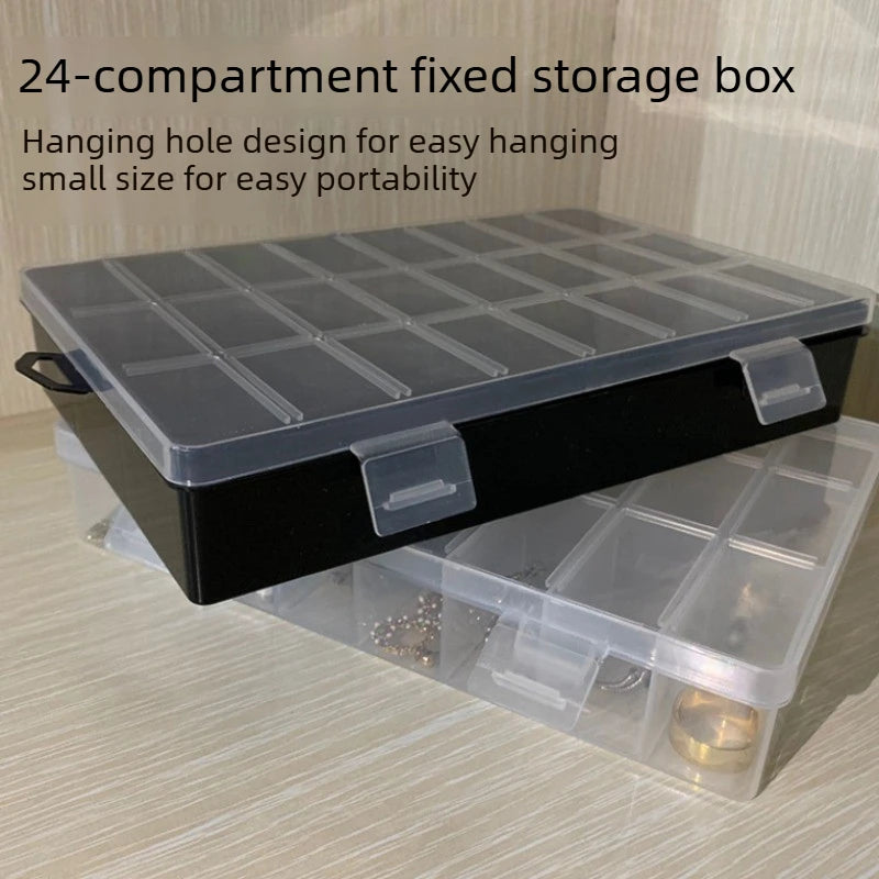 Clear 24-Compartment Plastic Organizer Boxs Dustproof Storage for Crafts Beads Jewelry Small Accessories Home Storage