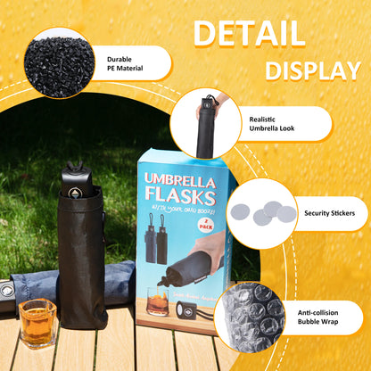 Umbrella Flask 2 Pack (28 oz Total) Hidden Flasks for Liquor for Women Cruise Alcohol Smuggling Kit For Concert Sports Events