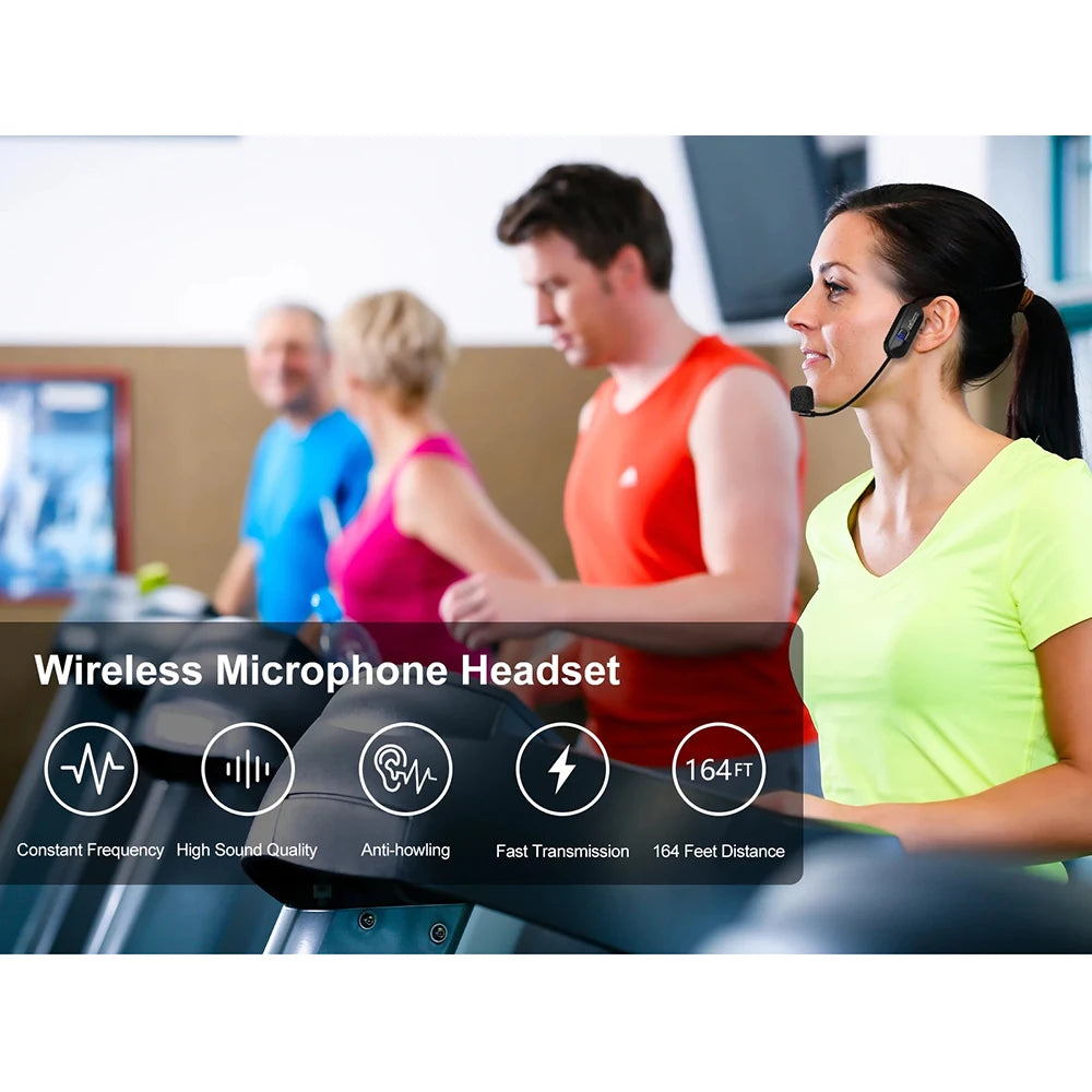 Wireless Headset Microphone Kit 2.4G with Transmitter And Receiver for Voice Amplifier Speaker Suitable for Teaching Stage Guide