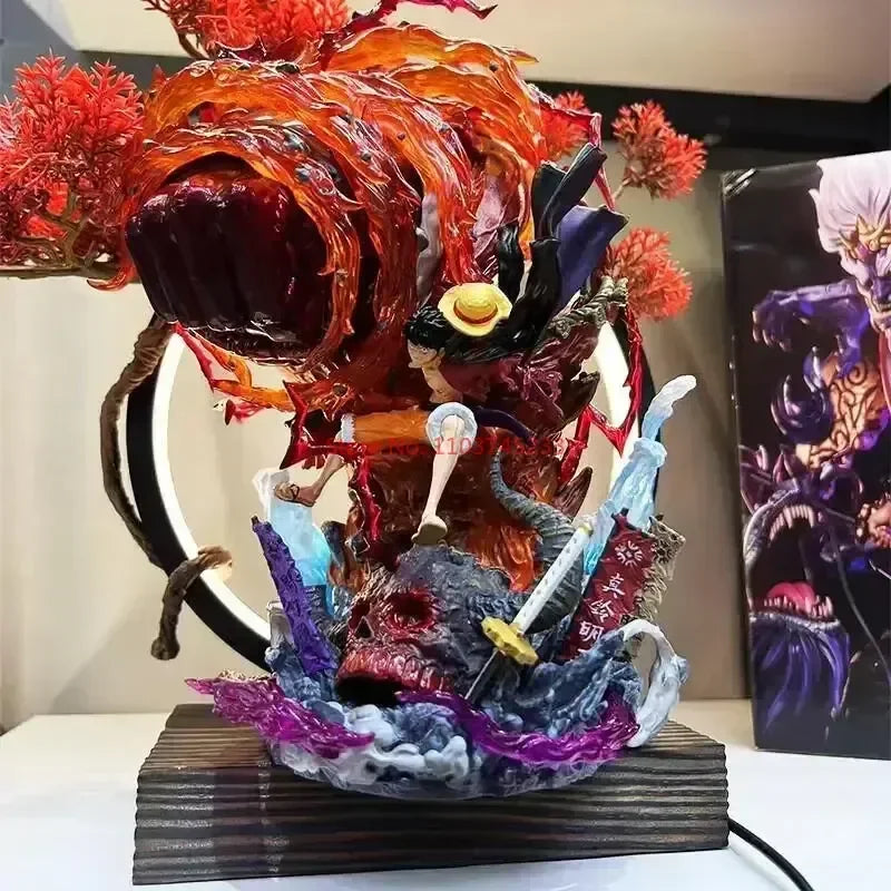Hot One Piece Gk Anime Figure Luffy With Led  Toys Gear 3 Figurine Red Roc Pvc Statue Collectible Model Decoration Birthday Gift