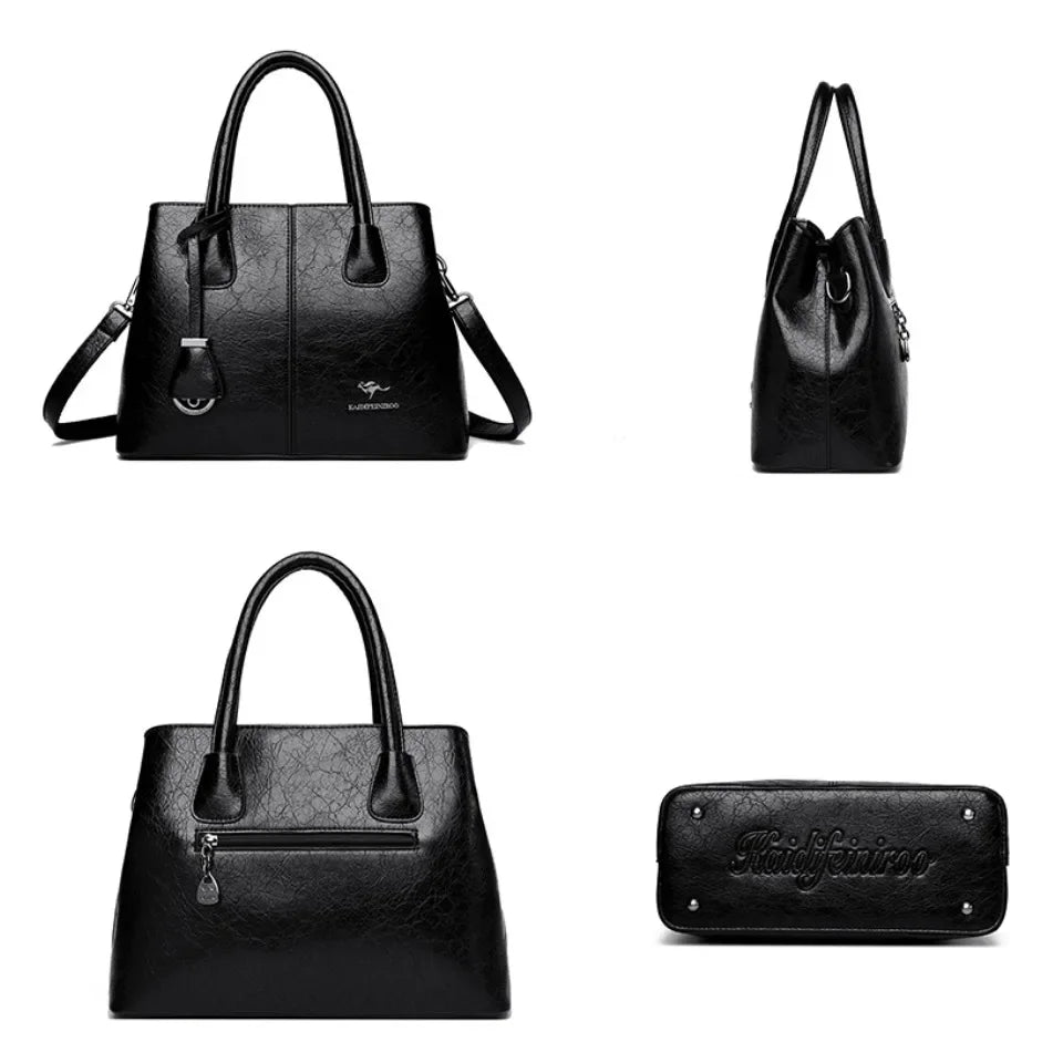 Genuine Brand Women's Soft Leather Handbags Ladies Large Tote Bag Female Square Shoulder Bags Sac Fashion Crossbody Bags Purse