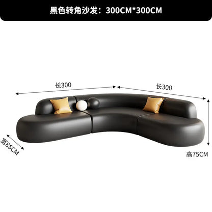 Italian Minimalist Office Sofa Modern High-end Living Room Corner L-shaped Reception Sofa Guest Area Office Furniture FYOS