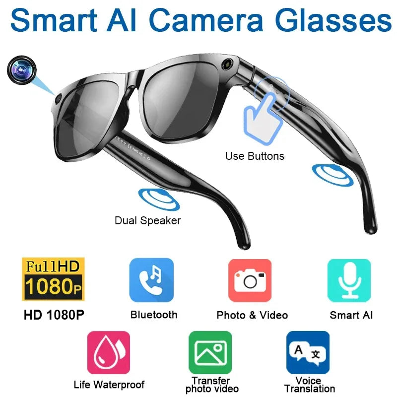 Lenovo AI Smart Bluetooth Glasses HD 6K 260Mah Multifunction Calling Translate Voice Assistant Music Player Camera Glasses 2026