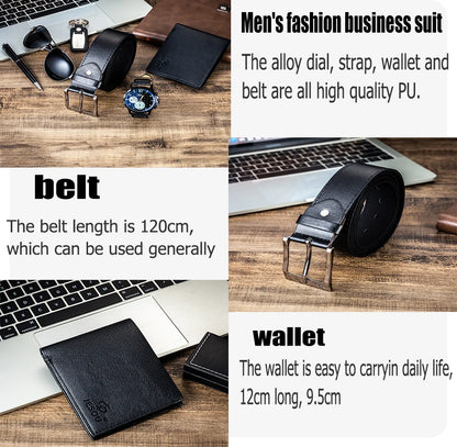 Gift Business Luxury Company Mens Set 6 in 1 Watch Glasses Pen Keychain Belt Purse Welcome Holiday Birthday