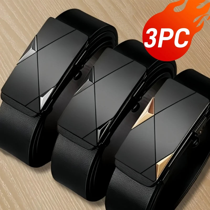 2pcs/3pcs fashionable men's belt, daily casual business belt, jeans belt, synthetic leather high-end suit matching belt, i