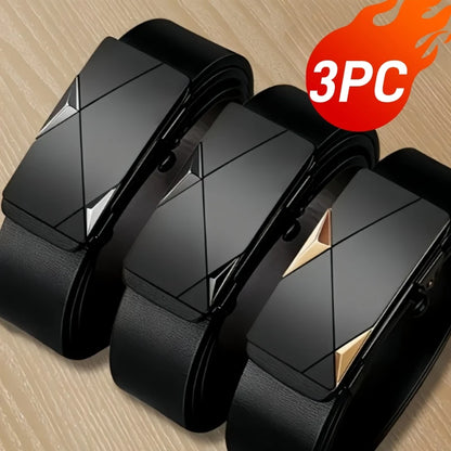 2pcs/3pcs fashionable men's belt, daily casual business belt, jeans belt, synthetic leather high-end suit matching belt, i