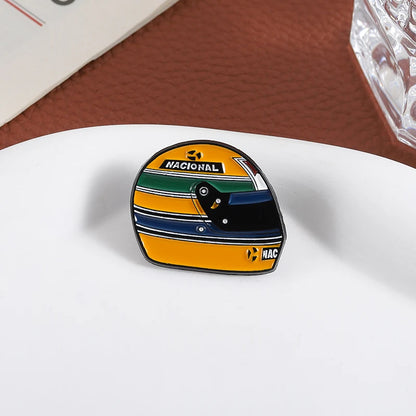Racing Driver Enamel Pins Custom Brazil Racing Legend Helmet Brooches Lapel Badges Clothes Funny Jewelry Gift for Kids Friends