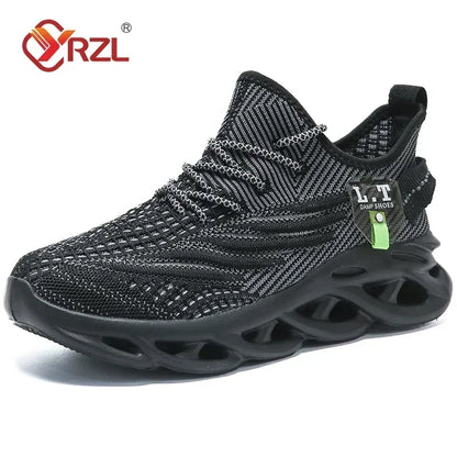 Men Sports Running Black Jogging Shoes Casual Sneakers Outdoor Breathable Mesh Women Light Shock-absorption Black Tennis
