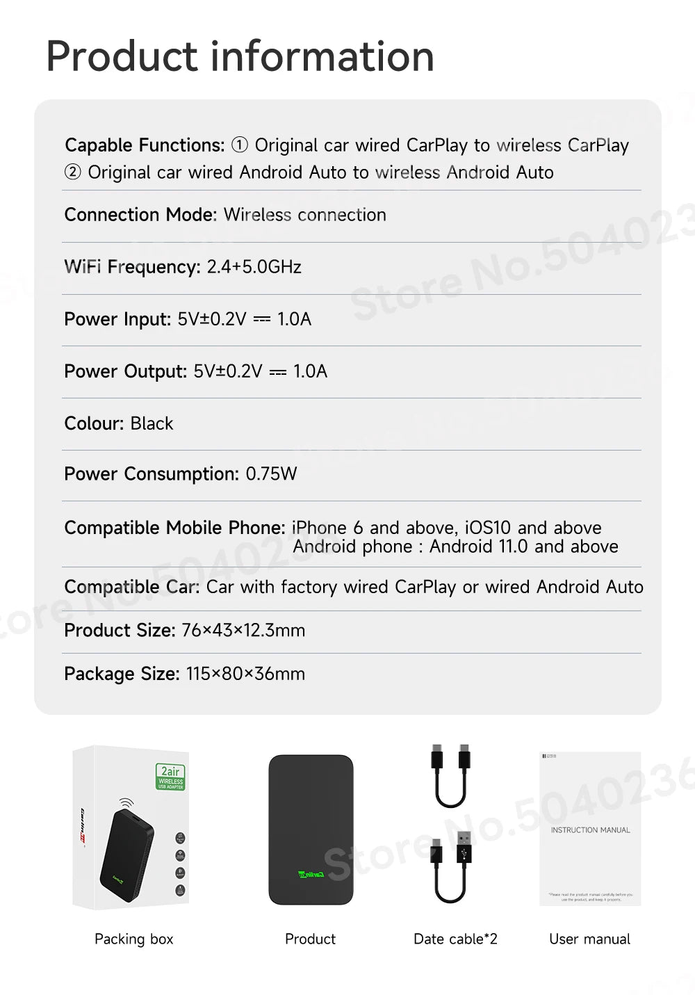 CarlinKit 5.0 & 4.0 Wireless Android Auto Wireless CarPlay Adapter Online Upgrade Plug And Play 2.4G&5Ghz Connect CarPlay Ai Box