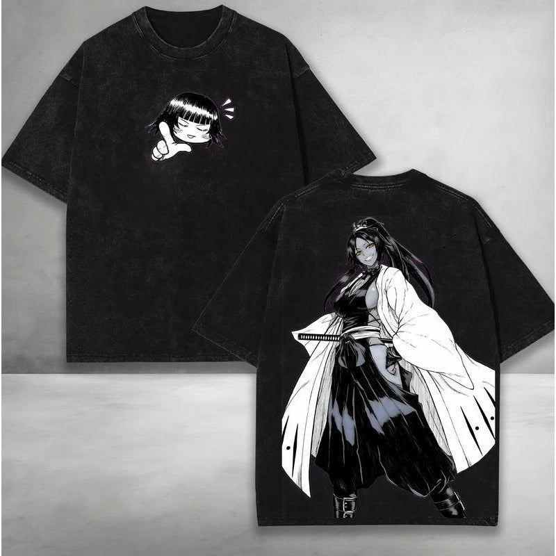 BLEACH Shihouin Yoruichi Printed Tee Men Women Washed Cotton T-shirts Manga Vintage T Shirt Harajuku Male Short Sleeve Tshirt