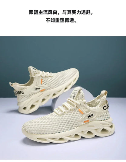 Breathable Mesh Summer Men Platform Sneakers Lightweight Casual Loafers Shoes for Running Tennis Hiking Outdoor Daily Wear