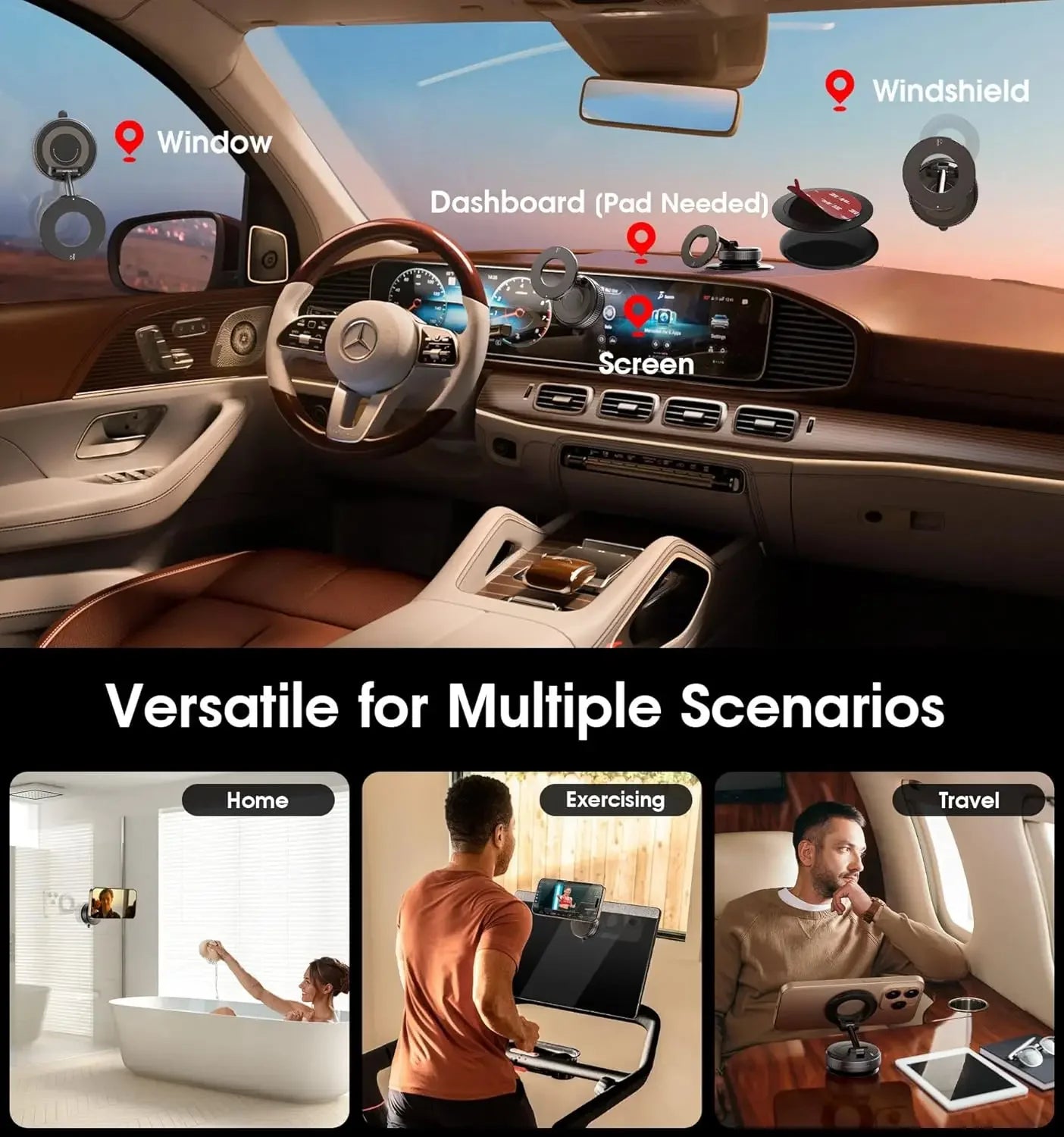 Car Mount Electric Vacuum Magnetic Holder 360° Adjustable Foldable Strong Suction Stand For GPS in Car For All Smartphones