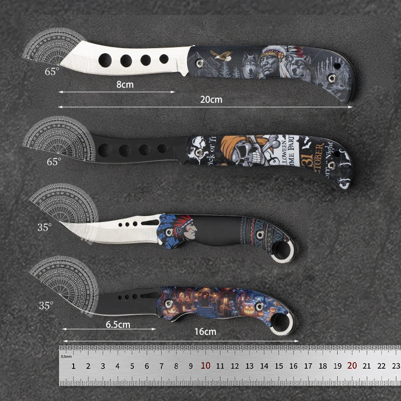 Pocket Portable Mini Folding Knife Stainless Steel Self-defense EDC Multi-purpose Camping Camp tools Halloween style