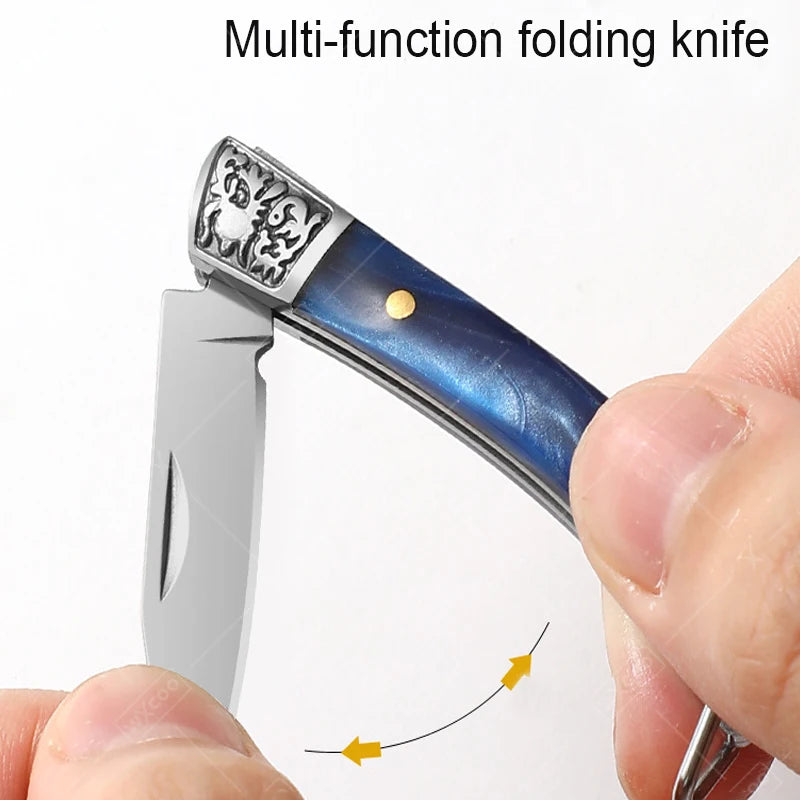 Stainless Steel Mini Pocket Knife Fruit Paring Knife with Non-slip Handle Multifunctional Folding Knife for Household Cooking