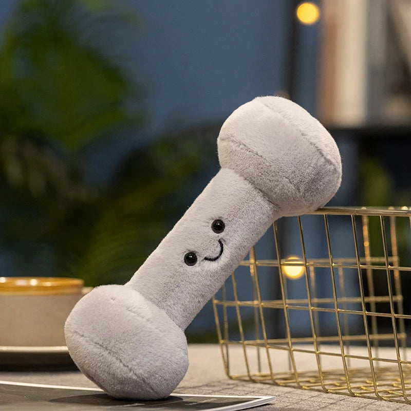 Cartoon Anime Creative Fitness Equipment Dumbbell Dolls Kawaii Kettle Bells Stuffed Plush Toys Children's Handmade Dolls Gifts
