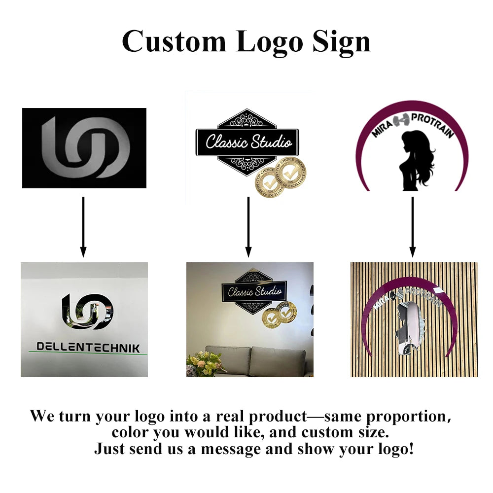 Personalized Large Acrylic Business Logo Sign Wall Art Custom 3D Logo Interior Decoration Home Decor Beauty Salon Poster