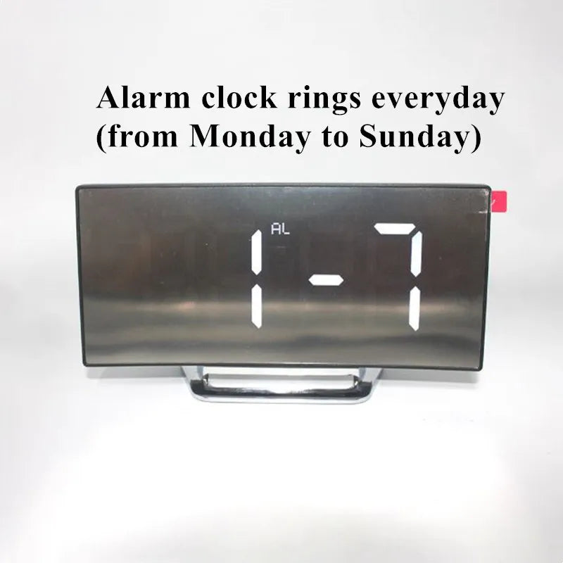 Mirror Digital Alarm Clock Temperature Date Night Mode Snooze USB Powered Always On Table Clock 12/24H Anti-disturb LED Clock