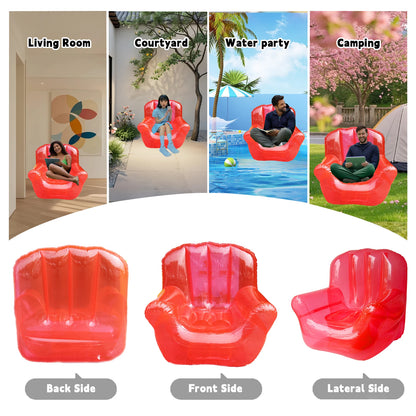 Inflatable Transparent PVC Lounge Chair, Blow Up Sofa for Camping Yard Patio, Air Couch Furniture Outdoor Beach Room