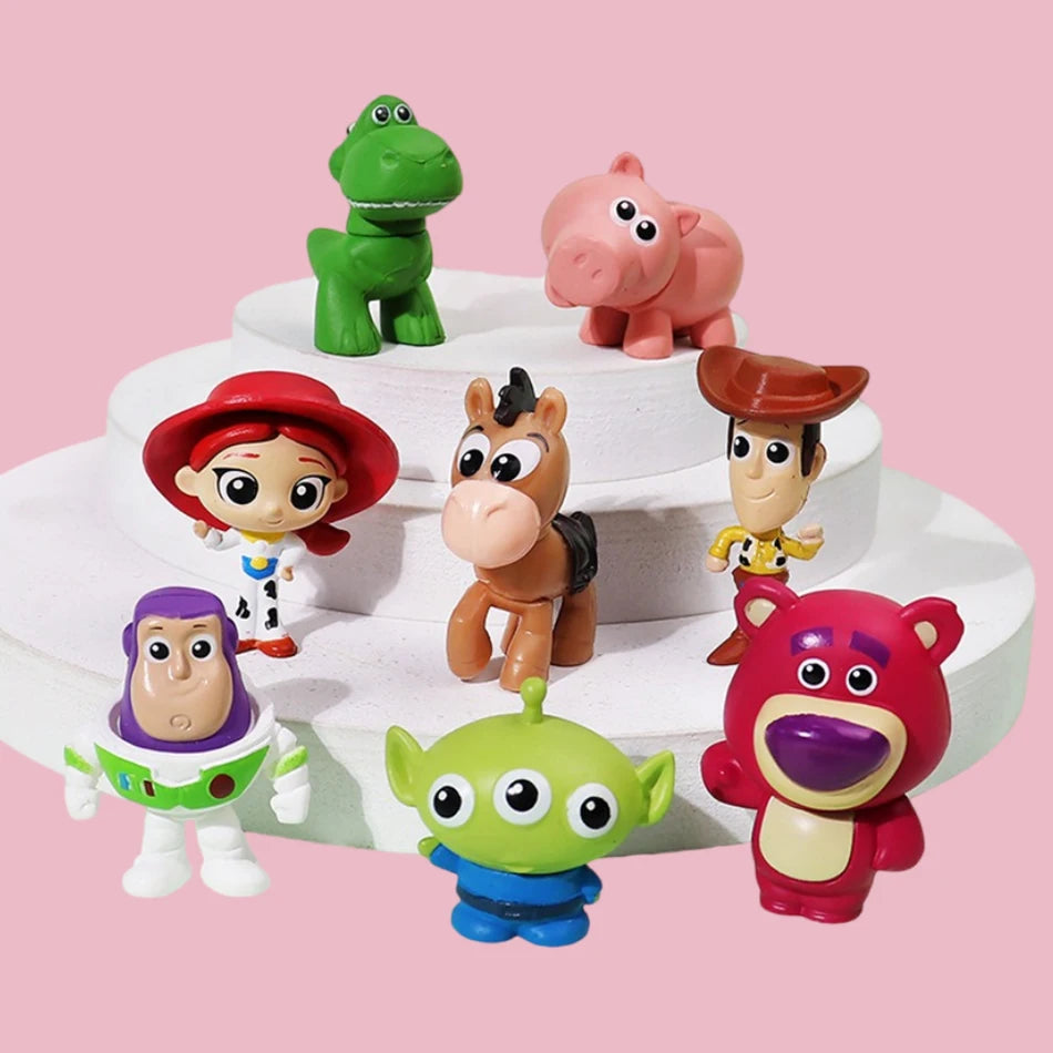 8Pcs Lot Anime Toy Story Mini Action Figure 4.5cm Buzz Lightyear Woody Ornaments Desktop Ornaments Children Toys Holiday Gifts