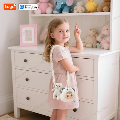 Tuya Smart  AI Plush Robot w/LED Eyes & Voice Control,Interactive Smart Toy USB Rechargeable Companion for Kids Gifts/Smart Home