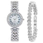 2PCS Women's Watch Fashion Rhinestone Ladies Analog Quartz Watches Bracelet Set Reloj Mujer Girls Clock Gift Relogio Feminino