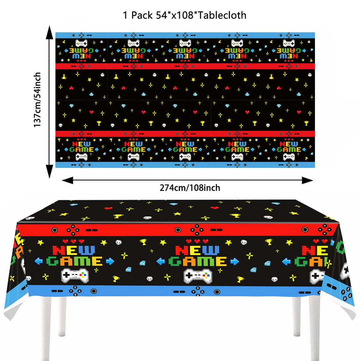 New Game Theme Birthday Party Supplies Decoration Paper Plates Cup Napkin Tablecloth Banner For Baby Shower Decor Supplies Gifts